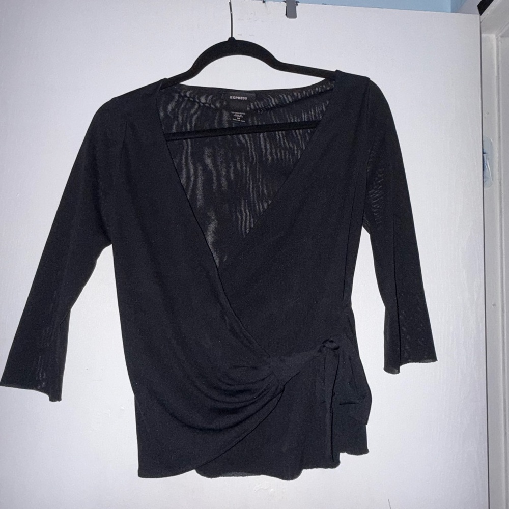 Express Black Mesh Detail Top